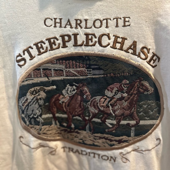 Vintage Charlotte Steeplechase Horse Racing Shirt Embroidered Equestrian L - Picture 2 of 6